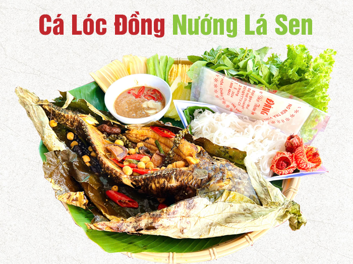 Cá lóc đồng nướng lá sen